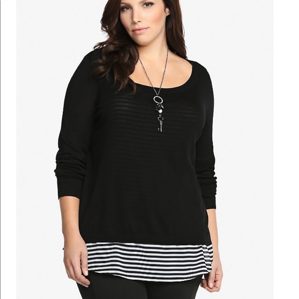 Torrid Striped Layered Black and White Pullover